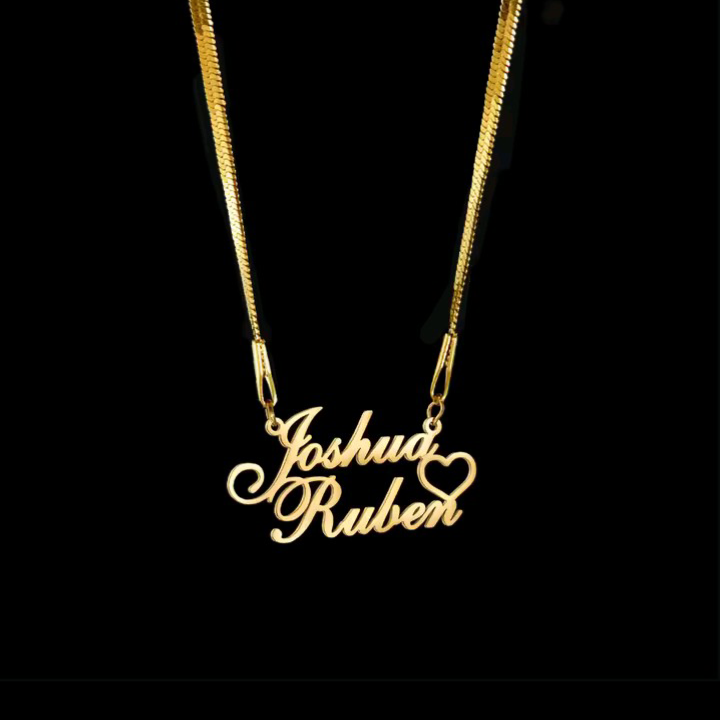 Custom Double Name Heart Necklace- Velvet Vault Exclusive