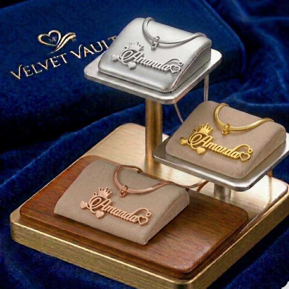 Custom Crown Name Necklace - Velvet Vault Exclusive