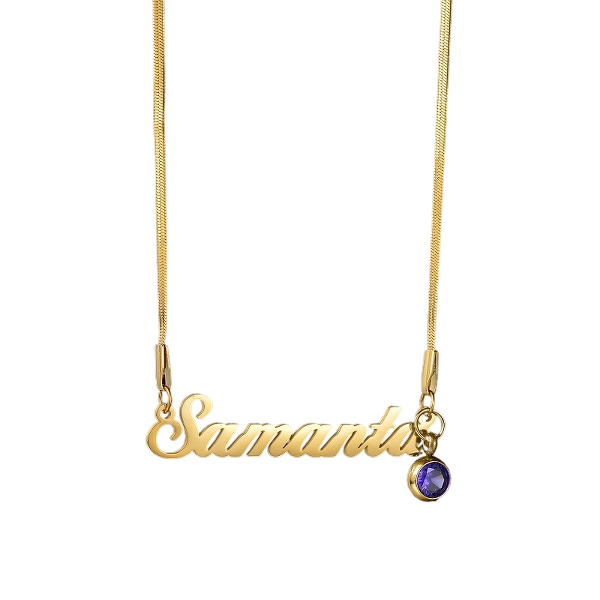 Custom Zuanbei Birthstone Name Necklace - Velvet Vault Exclusive
