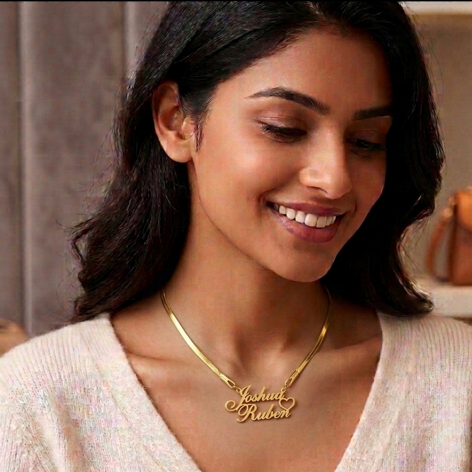 Custom Double Name Heart Necklace- Velvet Vault Exclusive