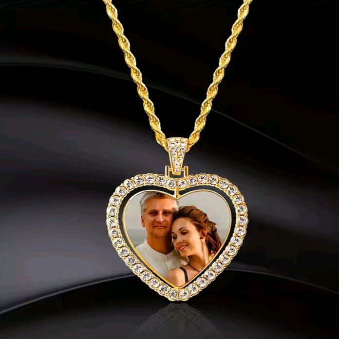 The Velvet Vault Dual Portrait Heart Locket – Personalized Luxury Necklace
