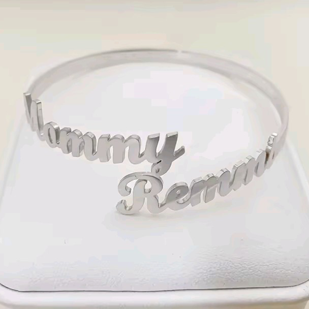 Custom Two-Name Cuff Bangle Bracelet | Luxury Personalized Gift