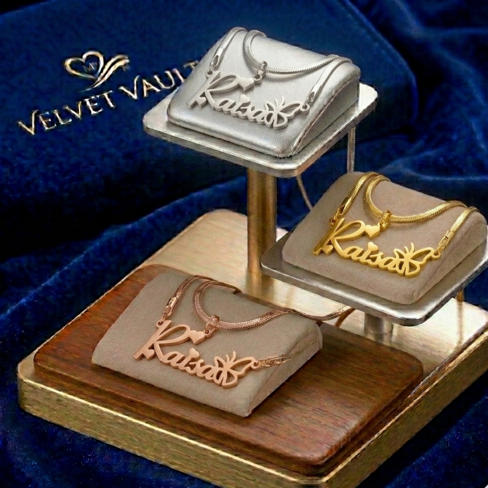 Custom Butterfly Name Necklace -Velvet Vault Exclusive