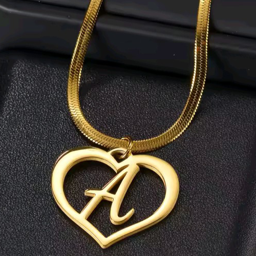 Custom Heart Initial Name Necklace - Velvet Vault Exclusive