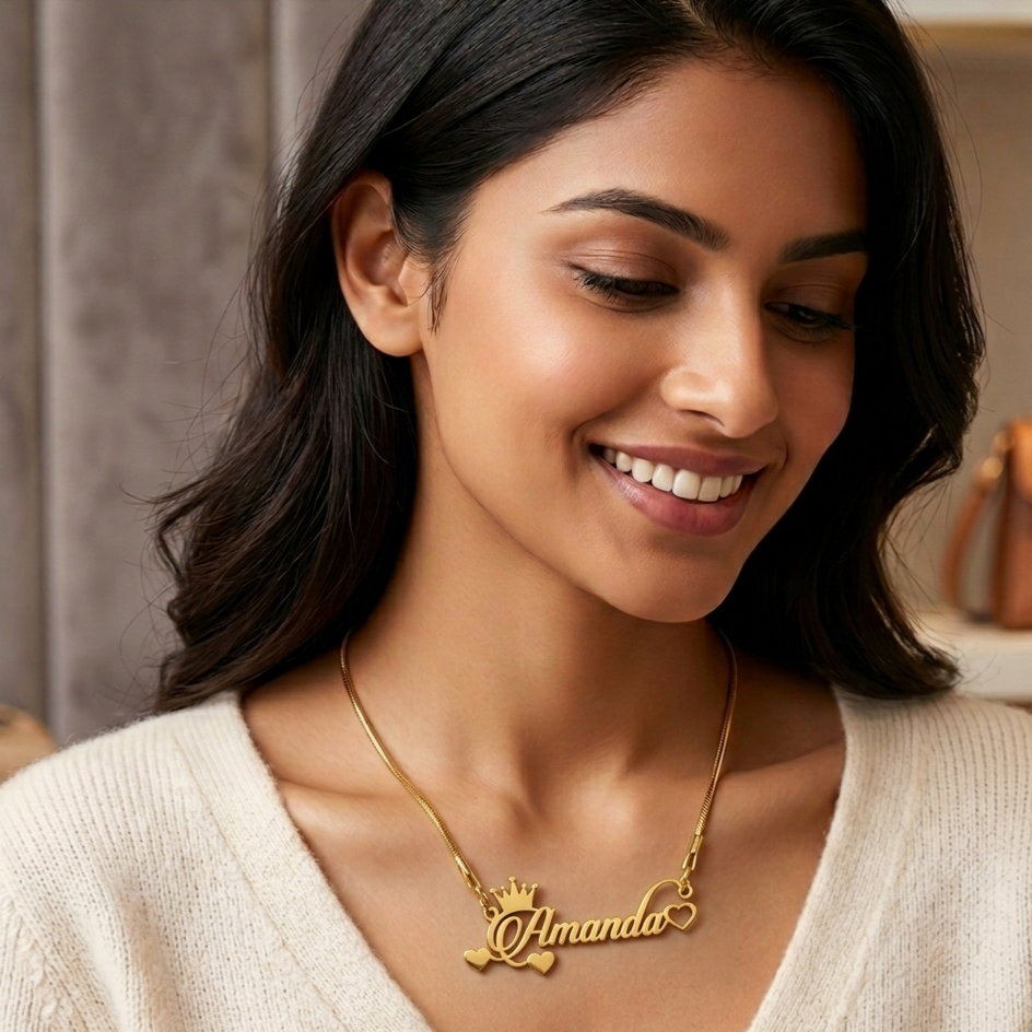 Custom Crown Name Necklace - Velvet Vault Exclusive