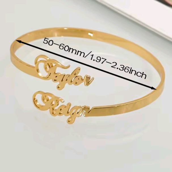 Custom Two-Name Cuff Bangle Bracelet | Luxury Personalized Gift