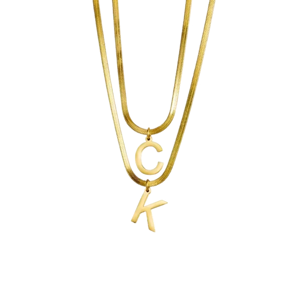 Custom Double Layer Initial Necklace - Velvet Vault Exclusive