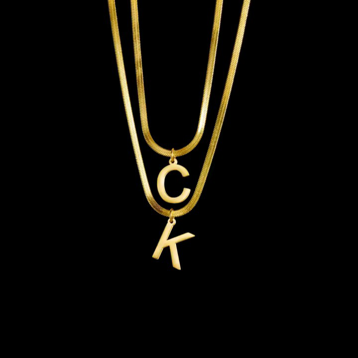 Custom Double Layer Initial Necklace - Velvet Vault Exclusive